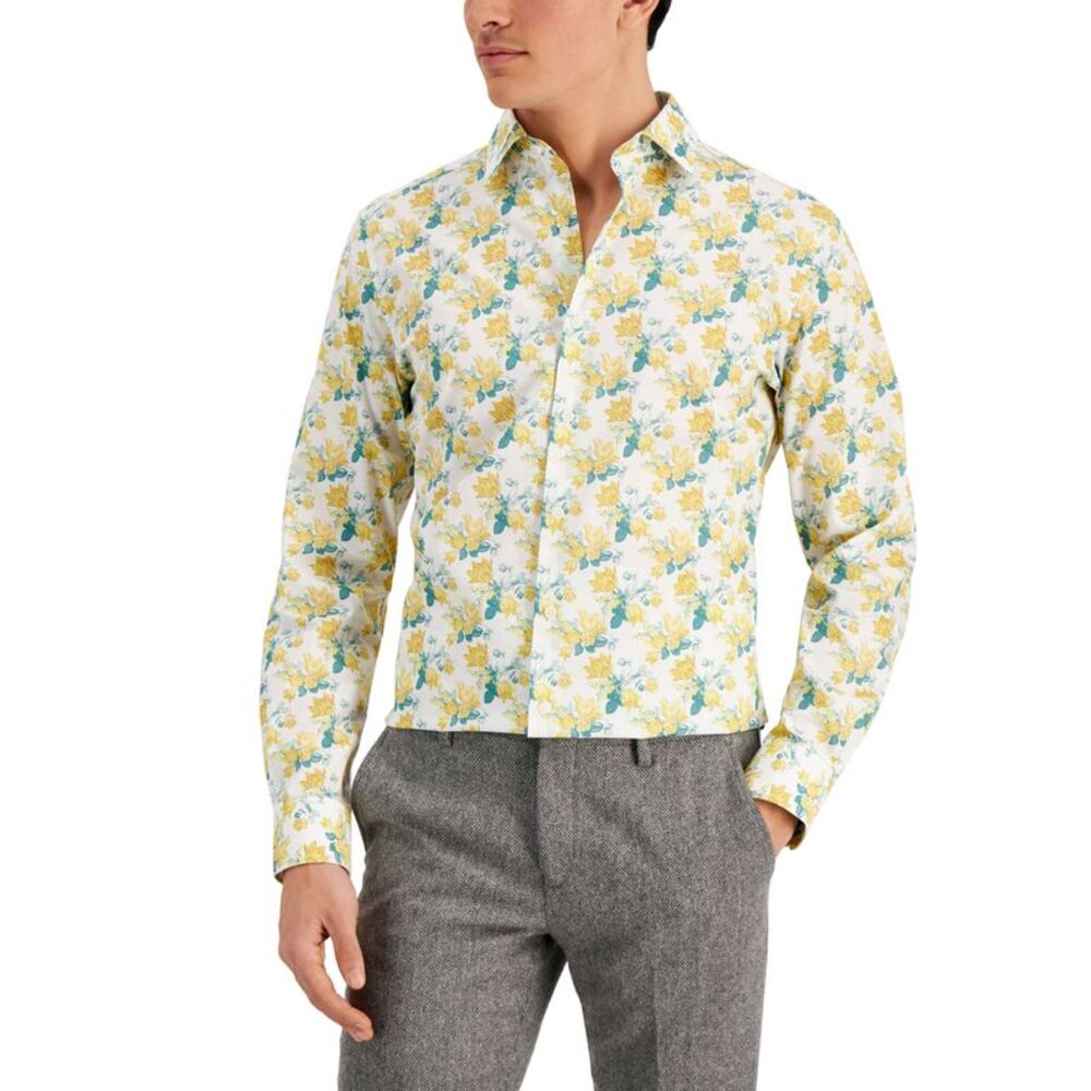Bar III Mens Slim Fit Floral Dress Shirt